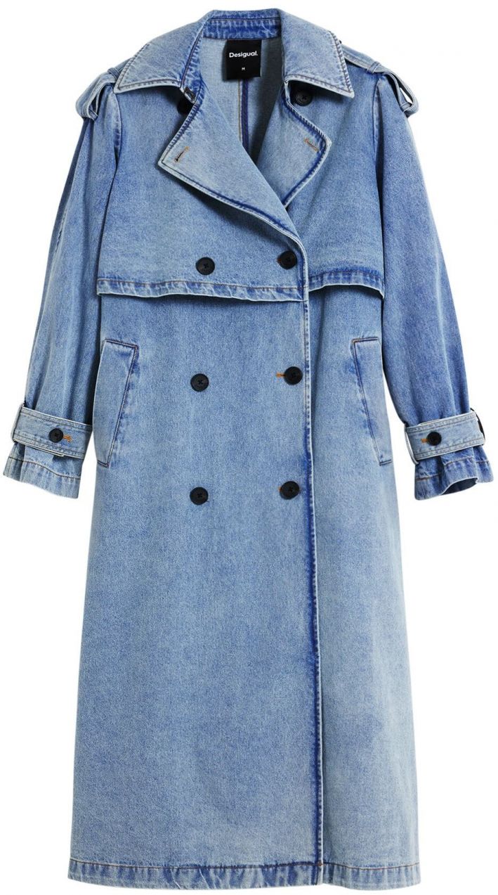 Desigual Prechodný kabát  modrá denim