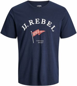 JJ Rebel Tričko 'JREBPREPPY'  tmavomodrá / krvavo červená / biela