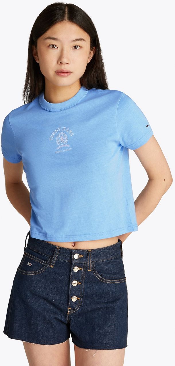 Tommy Jeans Tričko  svetlomodrá / biela