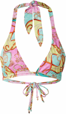 GUESS Bikinový top  svetlomodrá / žltá / tmavooranžová / svetloružová