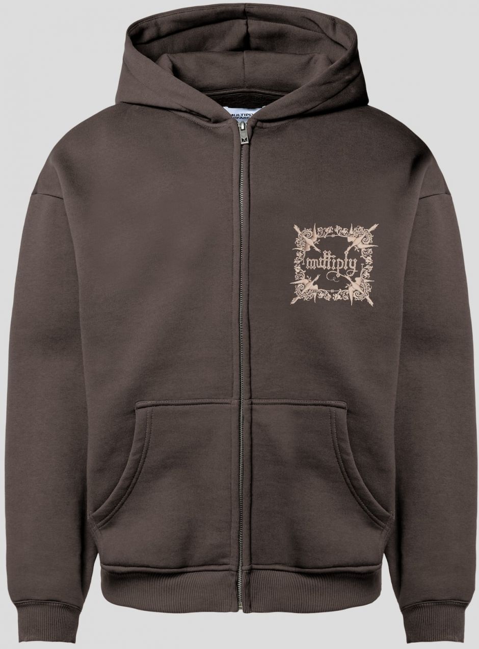 Multiply Apparel Tepláková bunda 'Regalia'  béžová / tmavohnedá