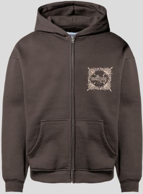 Multiply Apparel Tepláková bunda 'Regalia'  béžová / tmavohnedá