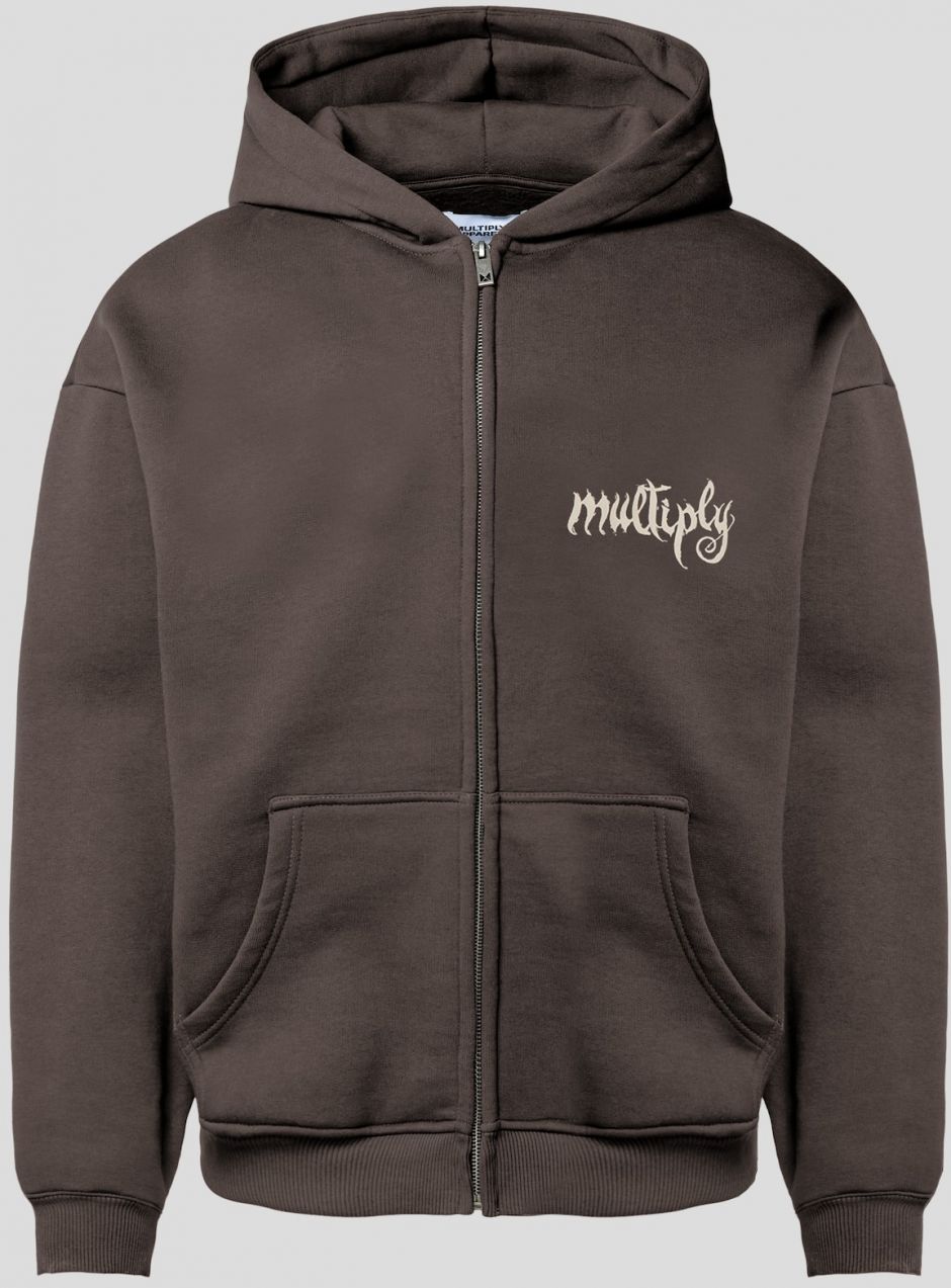 Multiply Apparel Tepláková bunda 'Law Of Nature'  béžová / tmavohnedá