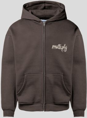 Multiply Apparel Tepláková bunda 'Law Of Nature'  béžová / tmavohnedá