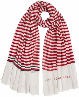 TOMMY HILFIGER Šál 'ESSENTIAL'  námornícka modrá / červená / biela