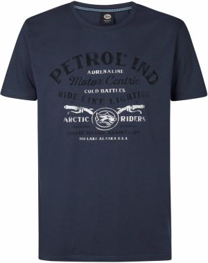 Petrol Industries Tričko 'Big Lake'  námornícka modrá / čierna / biela