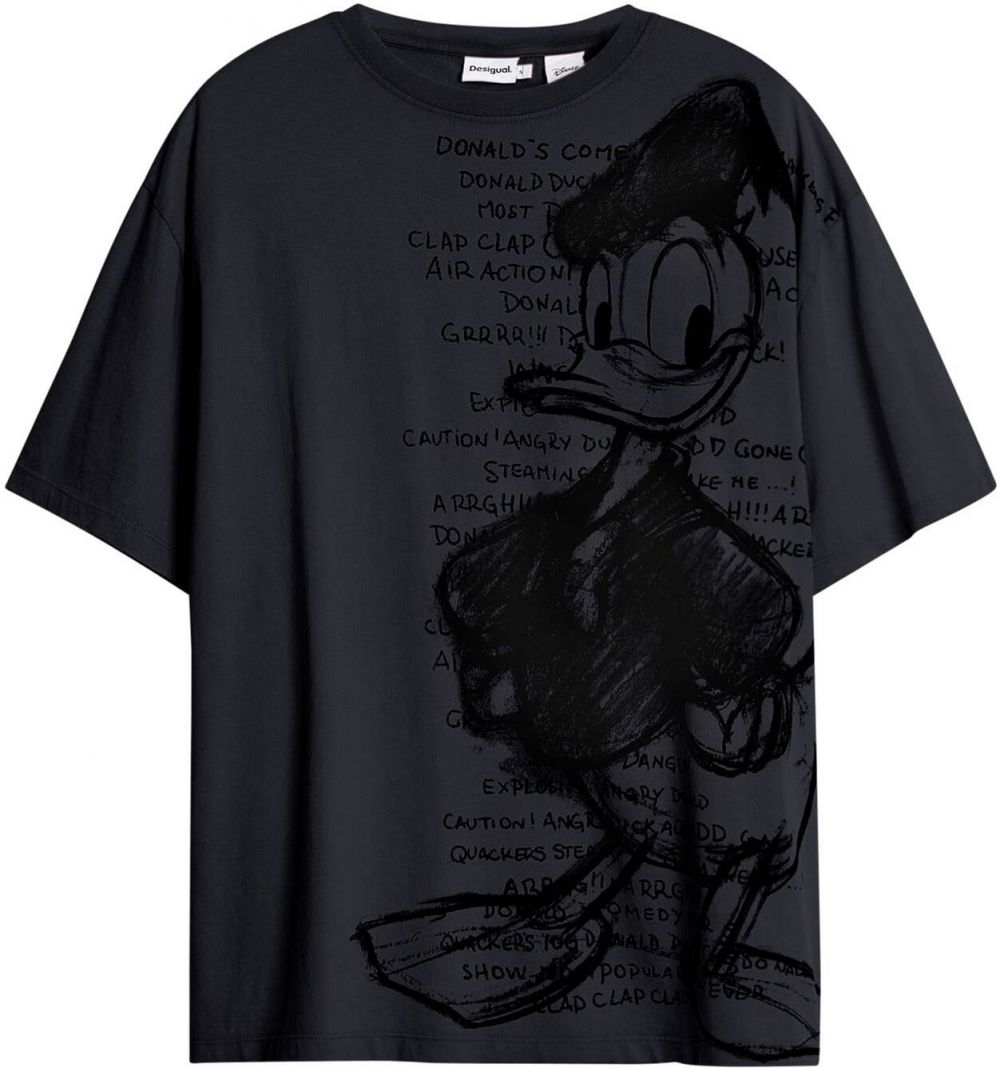 Desigual Tričko 'Donald Duck'  antracitová / tmavosivá