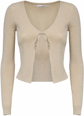 Influencer Kardigán 'Lurex tie up cardigan'  béžová / svetlobéžová