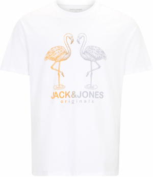 Jack & Jones Plus Tričko 'JORSPLIT'  svetlosivá / svetlooranžová / biela
