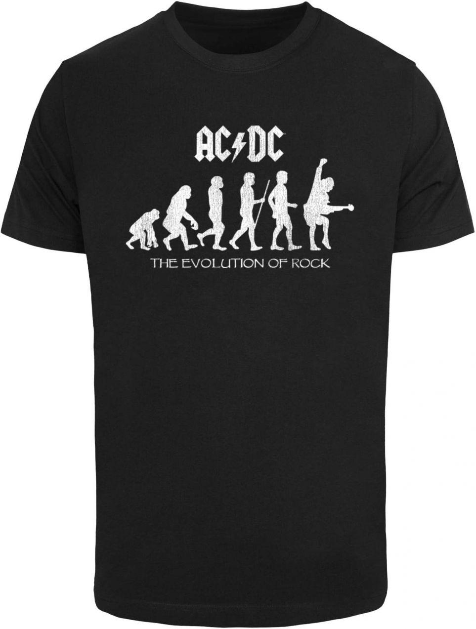 Merchcode Tričko 'ACDC - Evolution Of Rock'  čierna / biela
