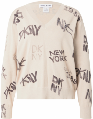 DKNY Sveter  béžová / čierna