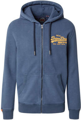 Superdry Tepláková bunda  námornícka modrá / oranžová