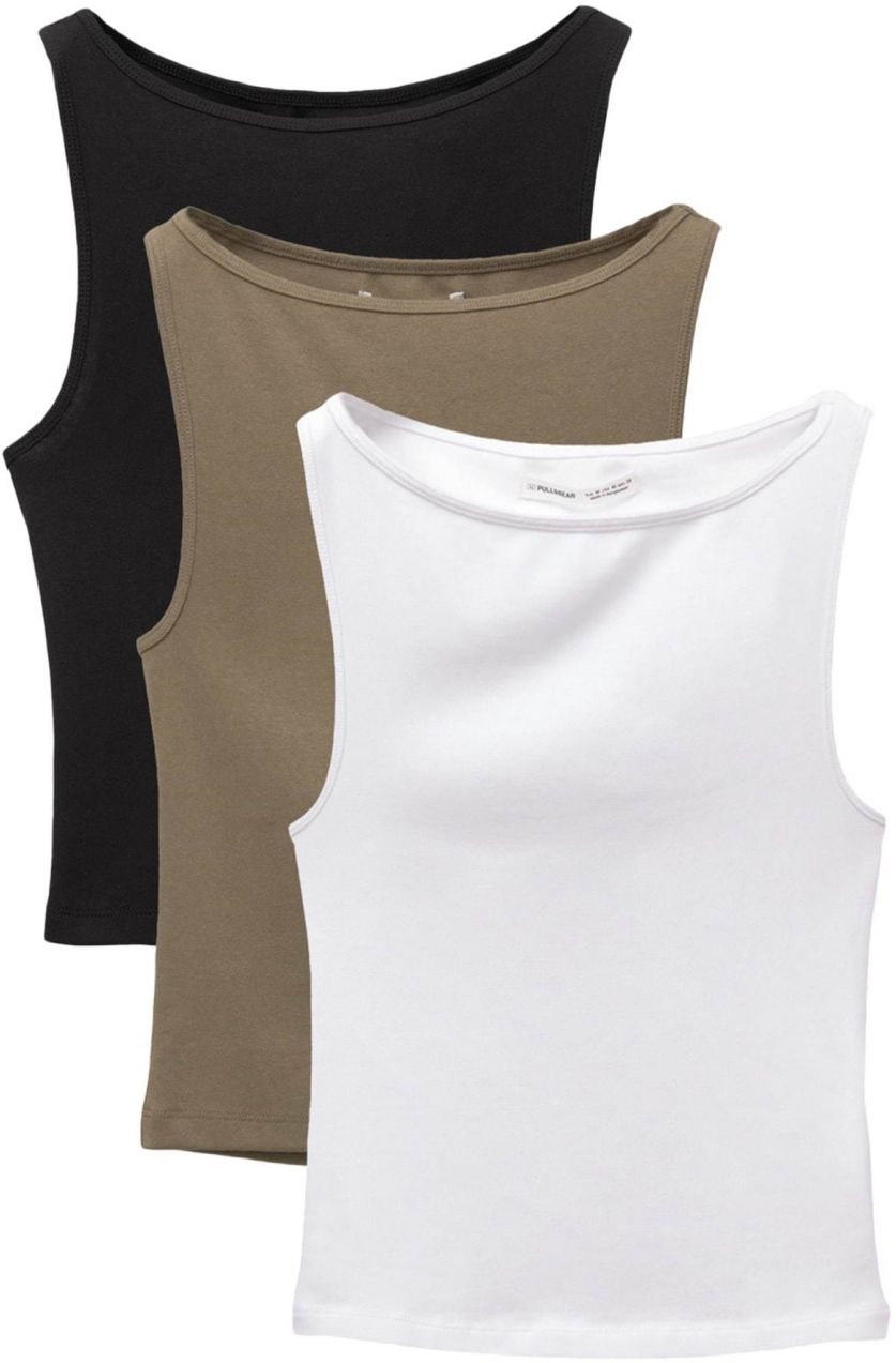 Pull&Bear Top  krémová / brokátová / čierna
