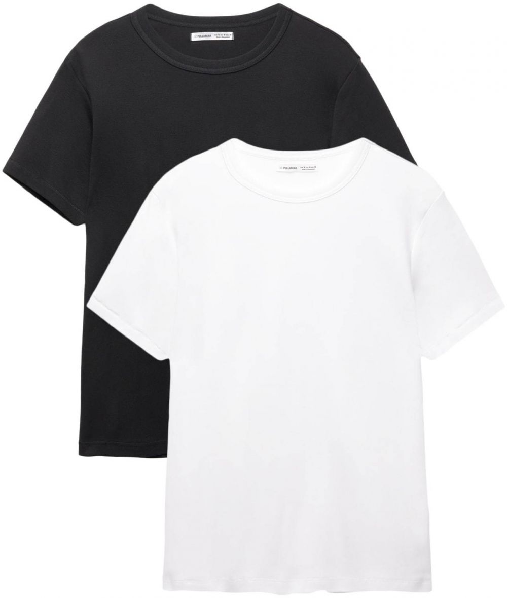 Pull&Bear Tričko  čierna / biela