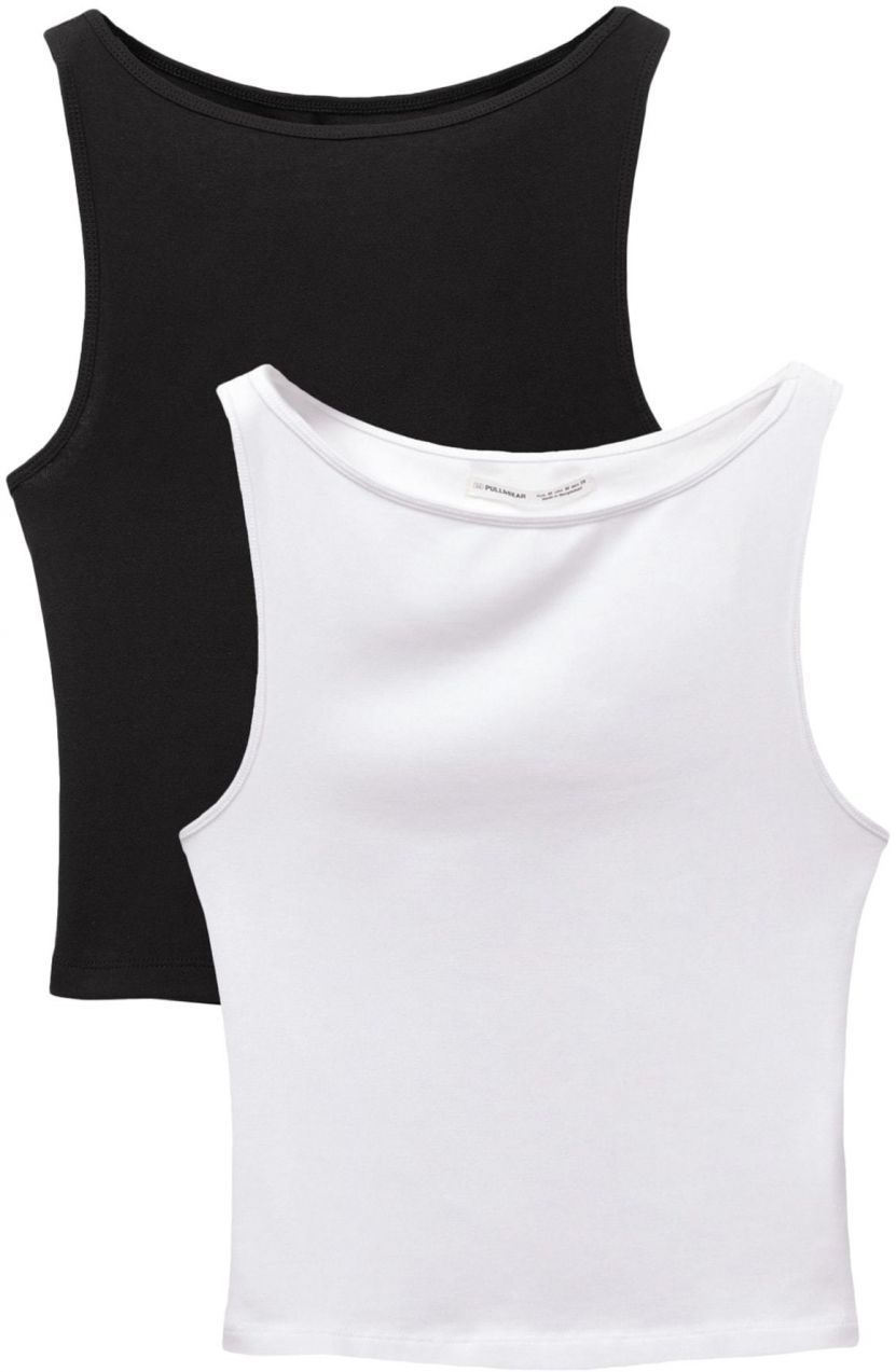 Pull&Bear Top  čierna / biela