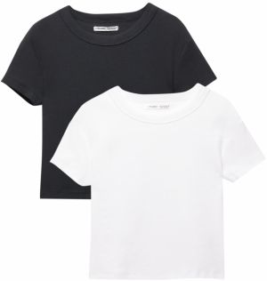 Pull&Bear Tričko  čierna / biela