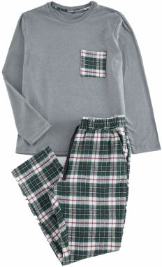 Trendyol Dlhé pyžamo  sivá / tmavozelená / čerešňová / biela