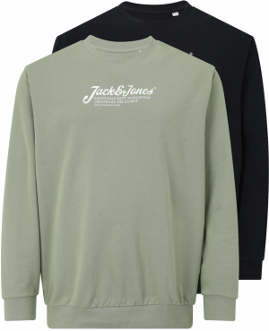 Jack & Jones Plus Mikina 'JJBEAU'  trstinová / čierna / biela