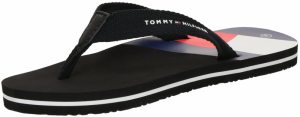 TOMMY HILFIGER Otvorená obuv  čierna / biela