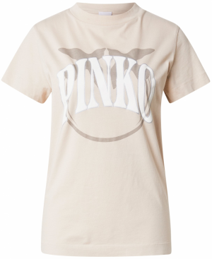 PINKO Tričko  piesková / tmavobéžová / biela