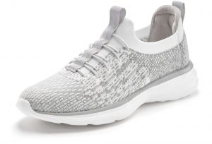 LASCANA Slip-on obuv  sivá / biela