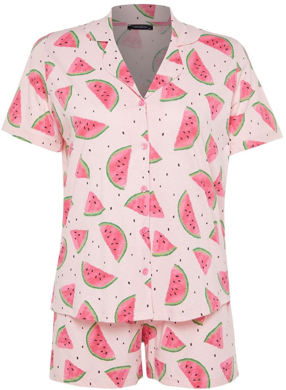 Trendyol Curve Pyžamo  zelená / kiwi / ružová / rosé