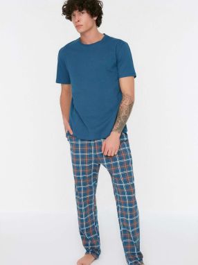 Trendyol Dlhé pyžamo  námornícka modrá / oranžová / biela