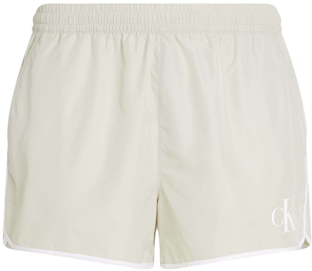 Calvin Klein Swimwear Plavecké šortky  sivobéžová / biela