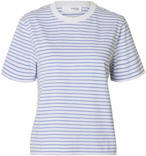 SELECTED FEMME Tričko 'SLFEssential'  modrá / šedobiela