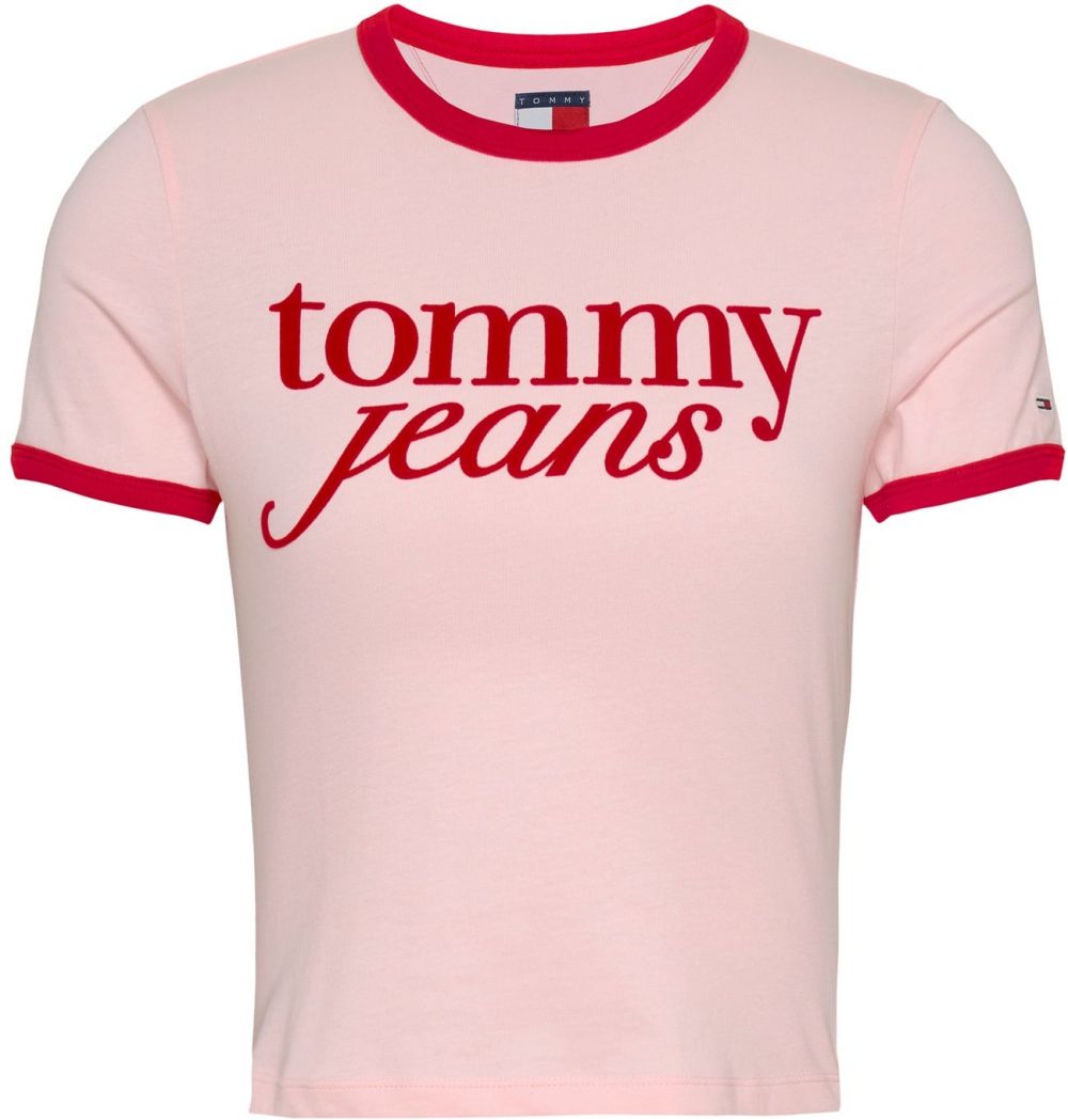 Tommy Jeans Tričko  ružová / červená