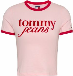 Tommy Jeans Tričko  ružová / červená