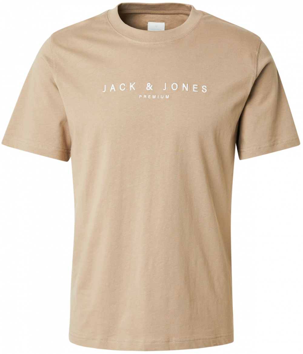 Jack & Jones Premium Tričko 'JPRCCJAYSON'  sivobéžová / biela
