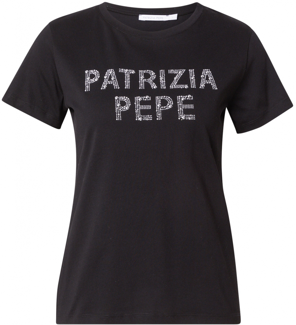PATRIZIA PEPE Tričko 'MAGLIA'  čierna / strieborná
