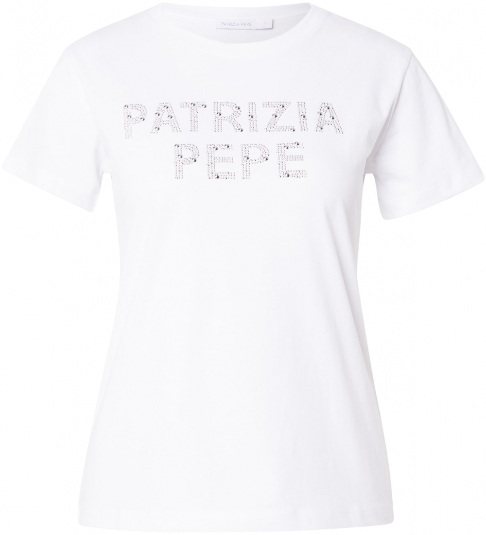 PATRIZIA PEPE Tričko 'MAGLIA'  strieborná / biela