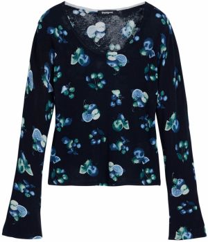 Desigual Sveter 'Fruit'  námornícka modrá / tmavozelená / čierna