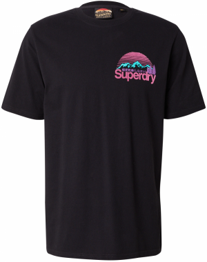 Superdry Tričko 'Great Outdoors'  tyrkysová / ružová / čierna