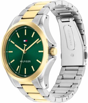 TOMMY HILFIGER Analógové hodinky 'BRUCE'  zlatá / tmavozelená / strieborná