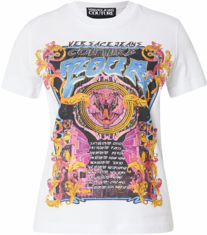 Versace Jeans Couture Tričko  žltá / tmavoružová / čierna / biela