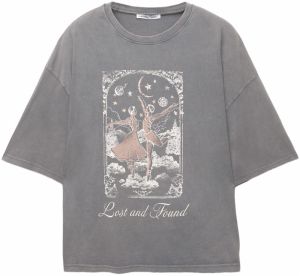 Pull&Bear Tričko  brokátová / tmavosivá / biela