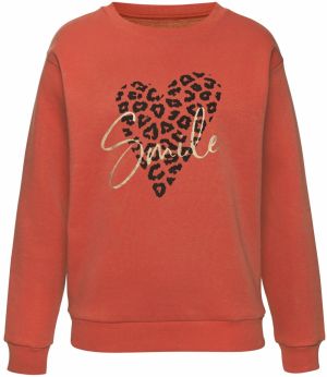 LASCANA Mikina  zlatá / karmínovo červená / čierna
