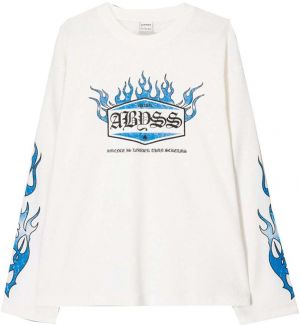 Bershka Tričko  azúrová / čierna / biela