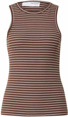 SELECTED FEMME Top 'SLFANNA'  hnedá / biela