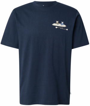 KnowledgeCotton Apparel Tričko  modrá / námornícka modrá / sivobéžová / svetlosivá