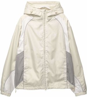 Pull&Bear Prechodná bunda  sivá / biela / biela ako vlna