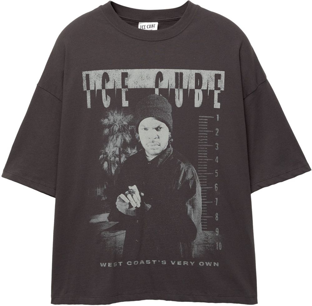 Pull&Bear Tričko 'ICE CUBE'  antracitová / svetlosivá
