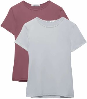 Pull&Bear Tričko  sivá / burgundská