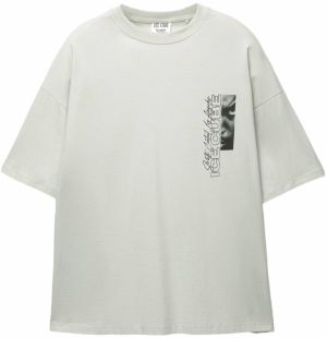 Pull&Bear Tričko 'ICE CUBE'  nebielená / tmavosivá / čierna / biela