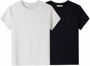 Bershka Tričko  sivá melírovaná / čierna