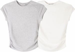 Bershka Tričko  sivá melírovaná / biela