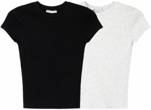 Bershka Tričko  svetlosivá / čierna